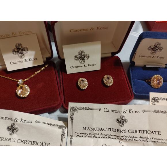 Vintage Camrose & Kross Necklace Earring and Ring Set JBK Jacqueline Kennedy - Picture 2 of 2